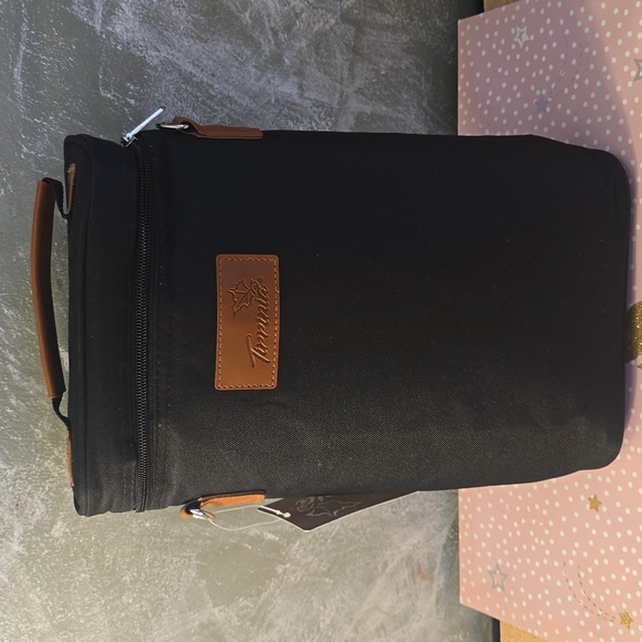 Tirrinia 2 Bottle Insulated Wine  Tote Padded Cooler Bag Black New - Picture 2 of 7